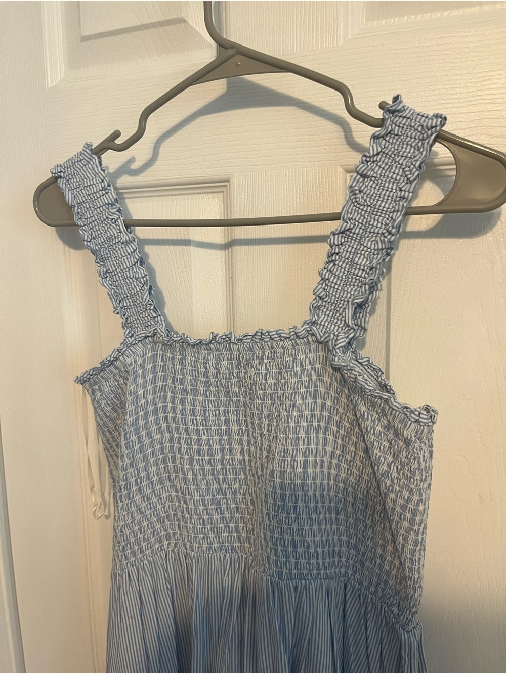 Time and Tru Light Blue Smocked Sundress with Stripes - Picture 5 of 9